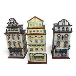 PartyLite Set of 3 European Tealight Cafe Vienna Prague Amsterdam Collectible